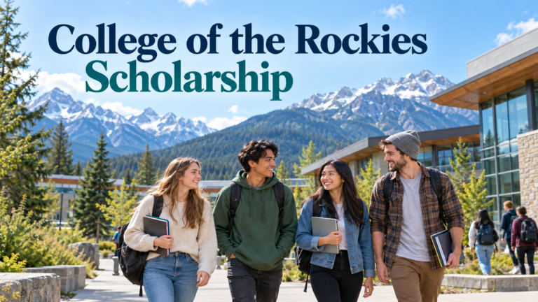 College of the Rockies scholarship guide with students on a mountain campus