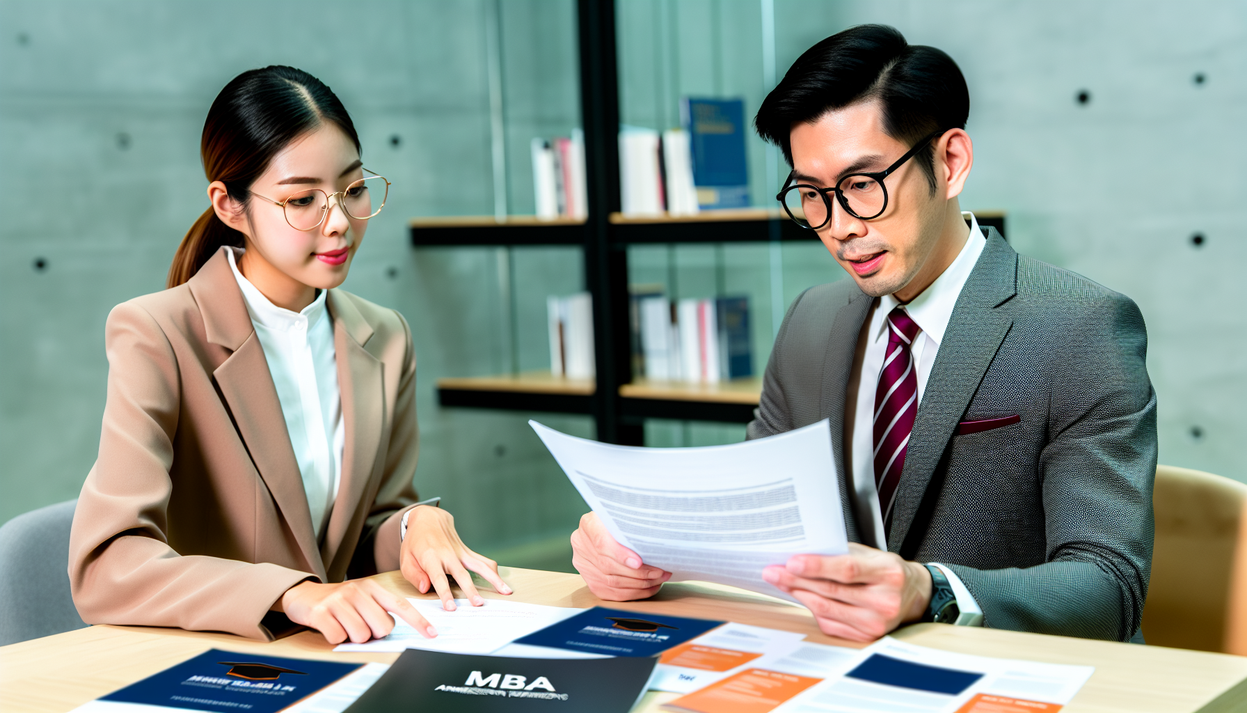 Young professionals discussing documents.