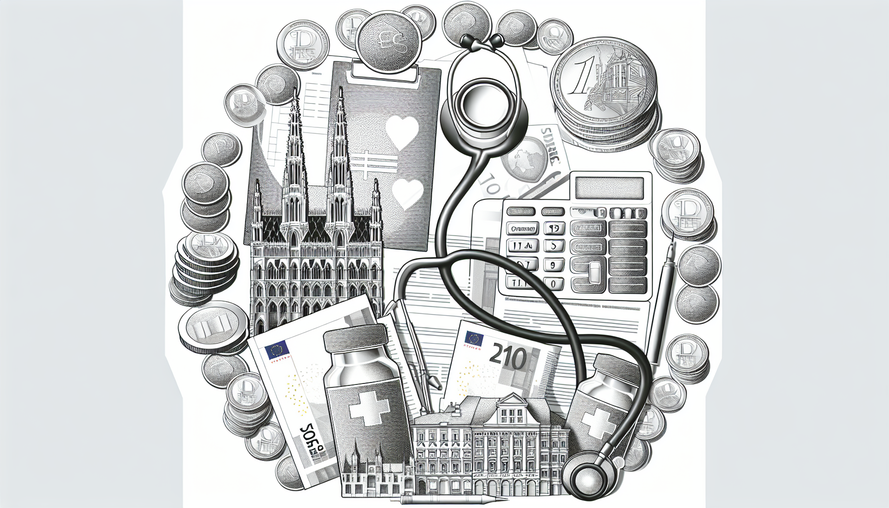 Healthcare, finance, architecture, medications, coins.