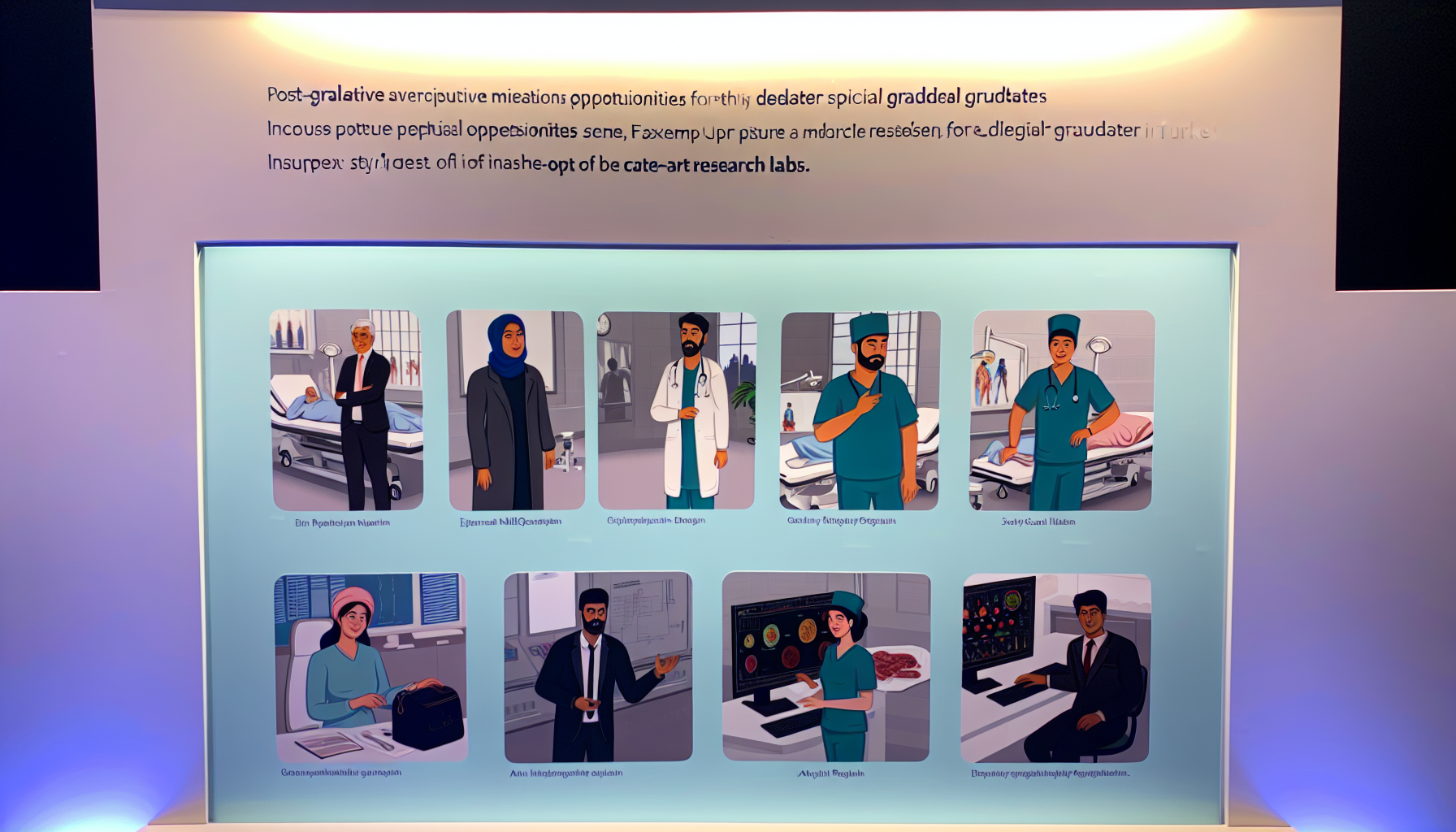 Illustrations of diverse healthcare professionals.