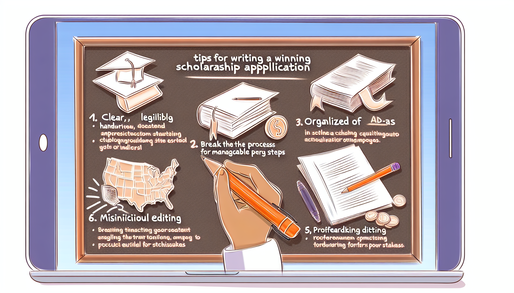 Scholarship application tips illustration.