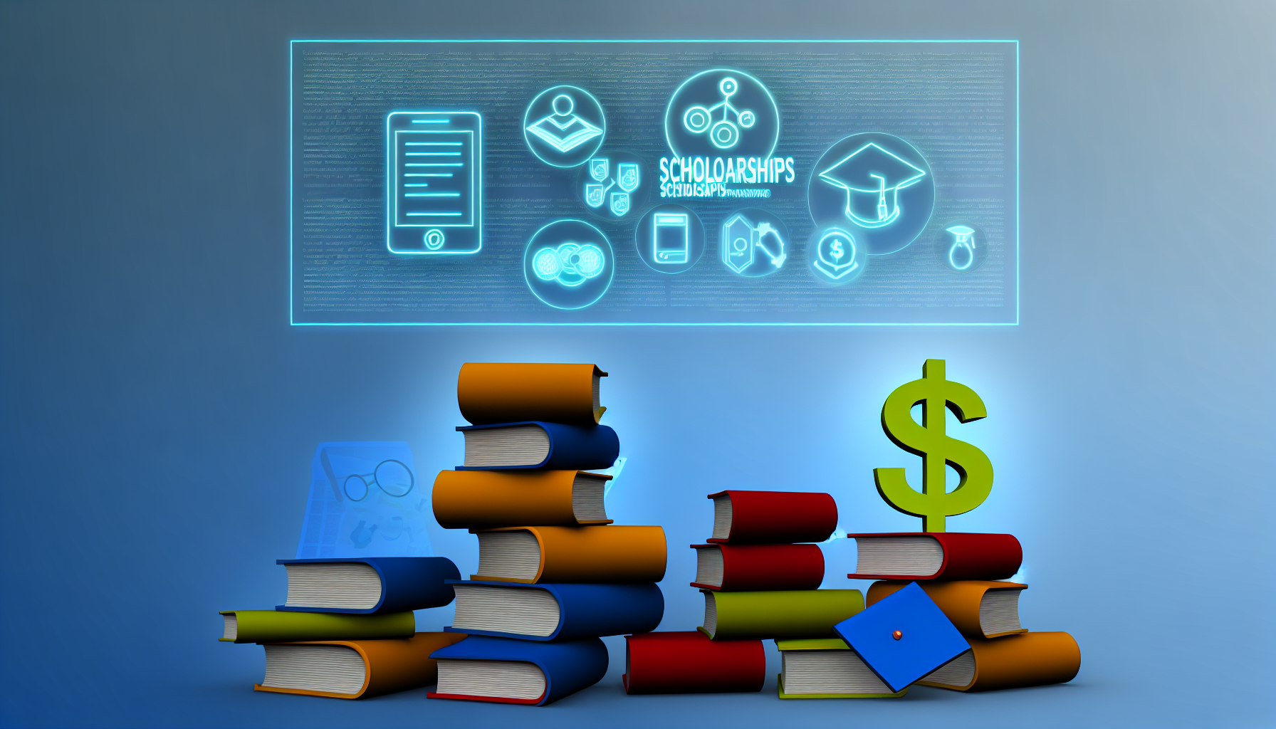 Books and scholarships illustration concept.