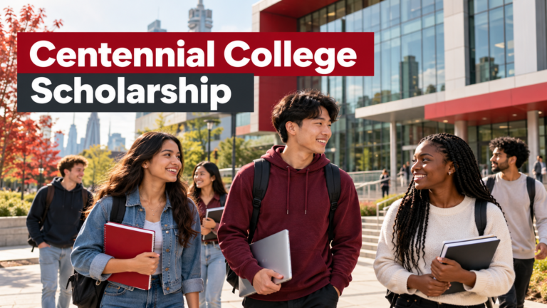 Centennial College Scholarship featured image with diverse students on a Toronto campus