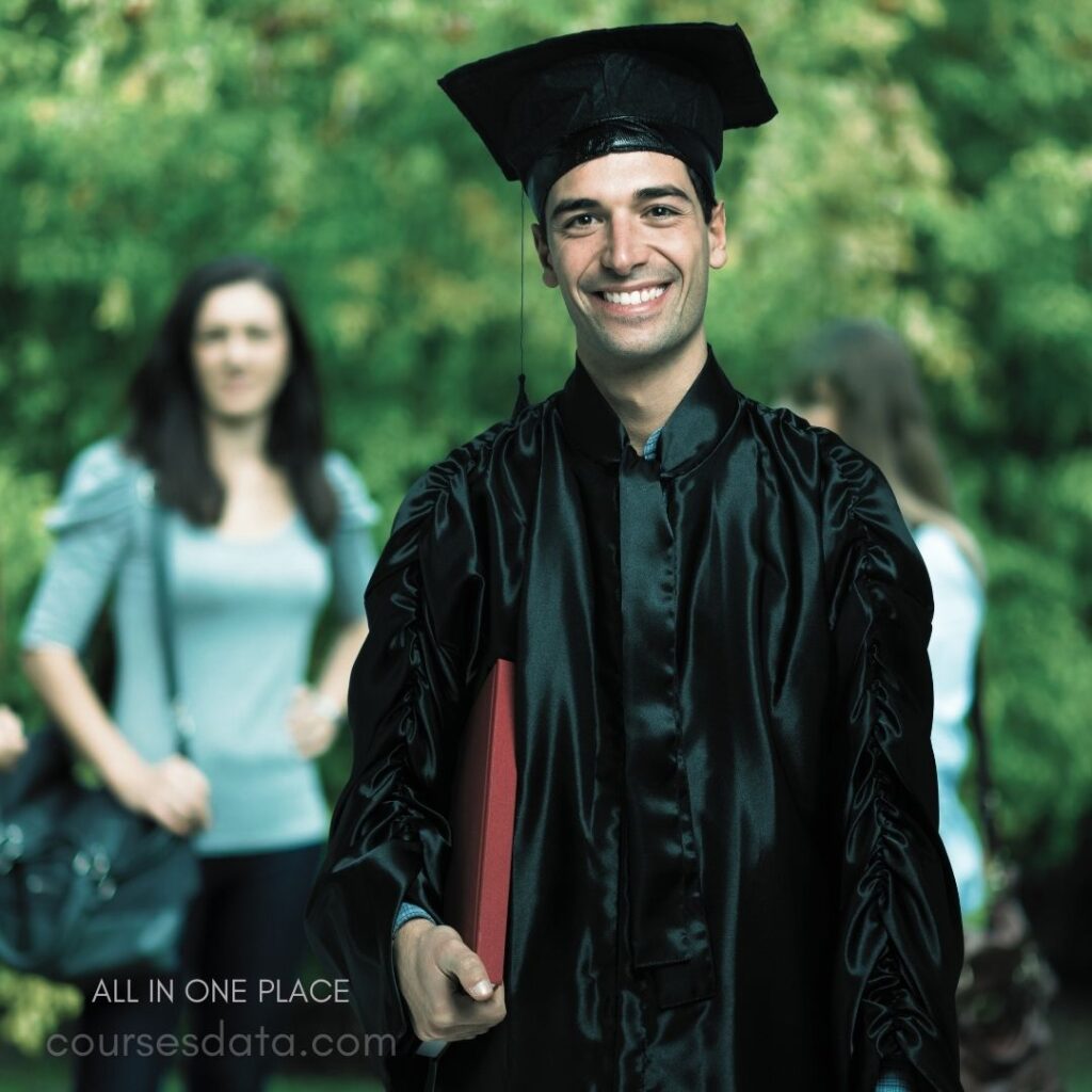 Graduating student in cap, smiling.