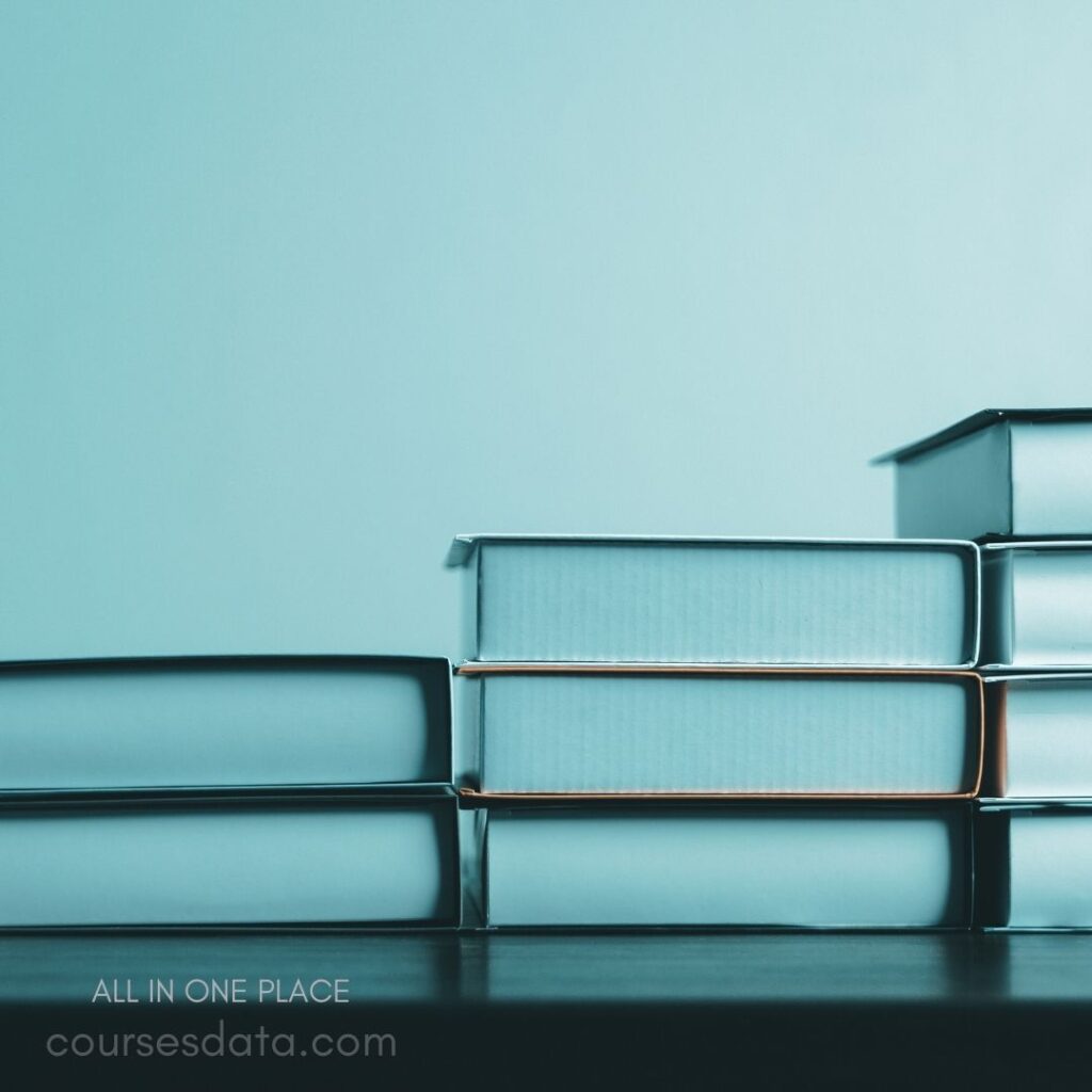 Stack of books on table.