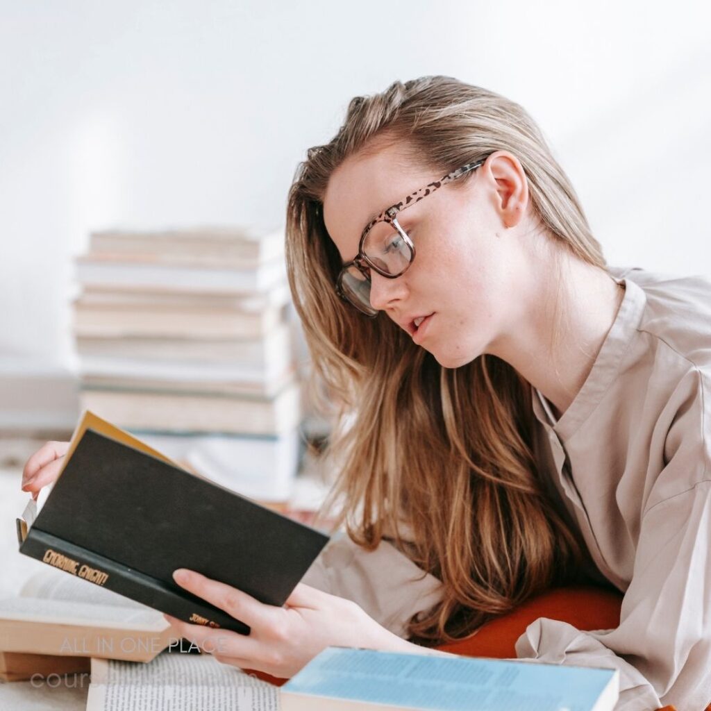 Woman reading a book.