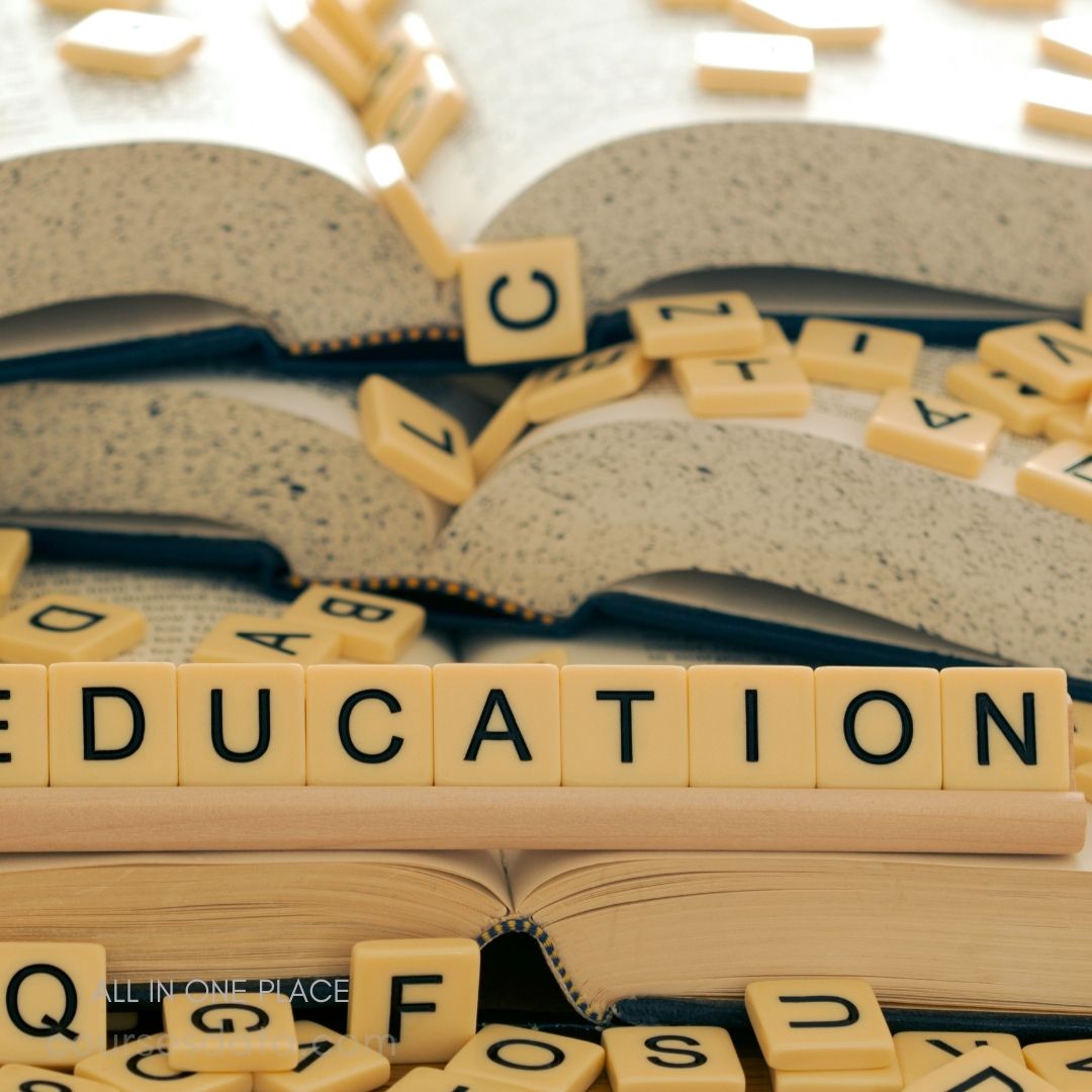 Books with educational letter tiles.