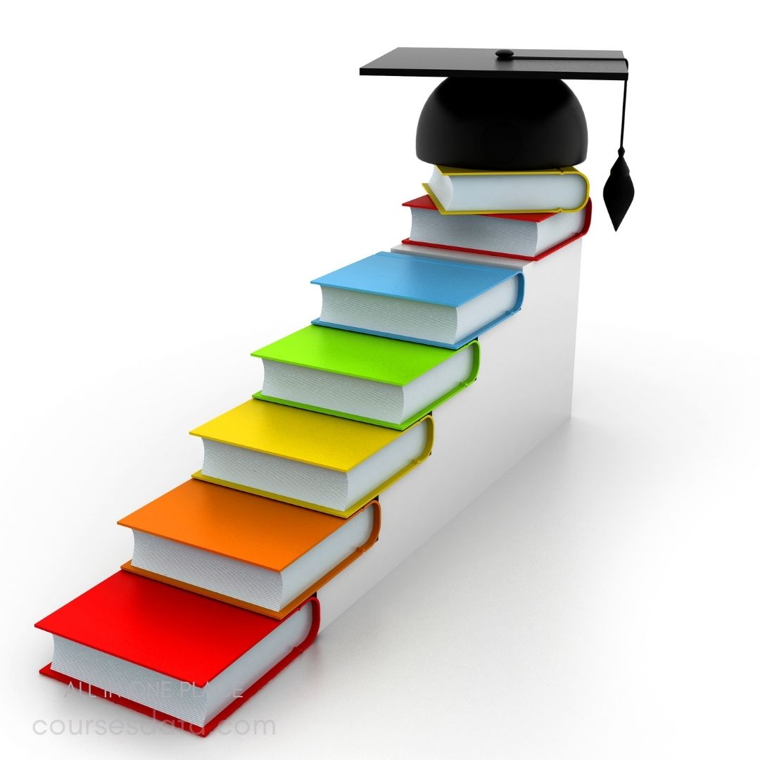 Colorful books forming a staircase.