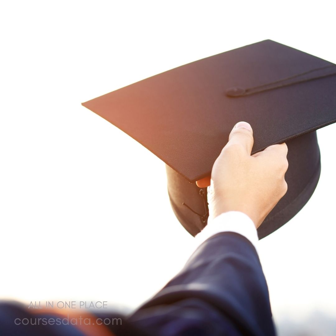 Hand holding graduation cap.