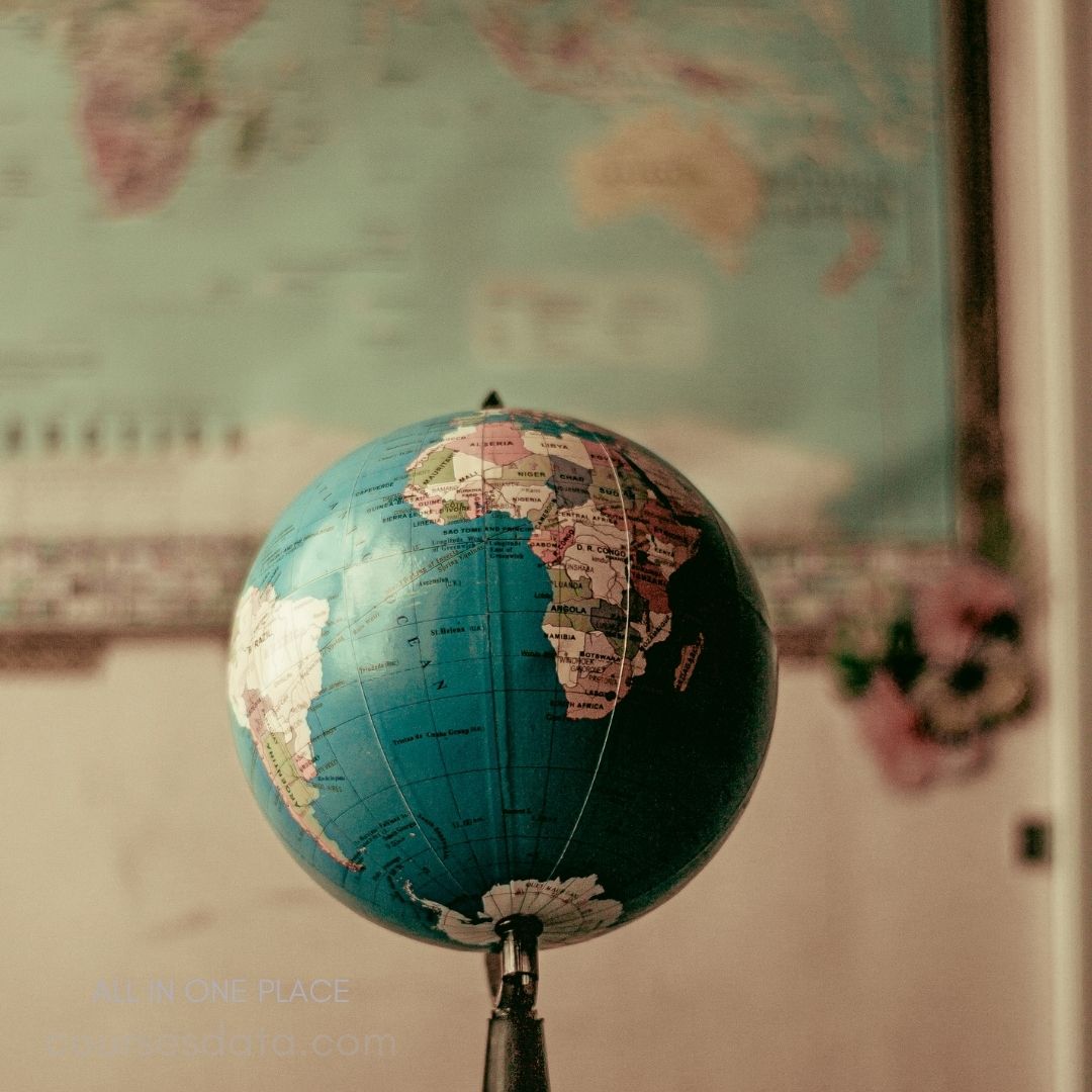 Globe highlighting Africa's geography.
