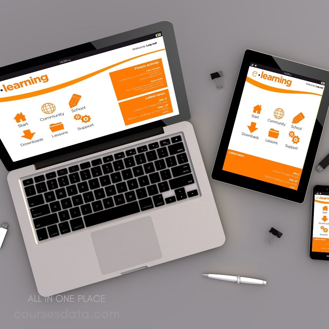 E-learning interface on devices.