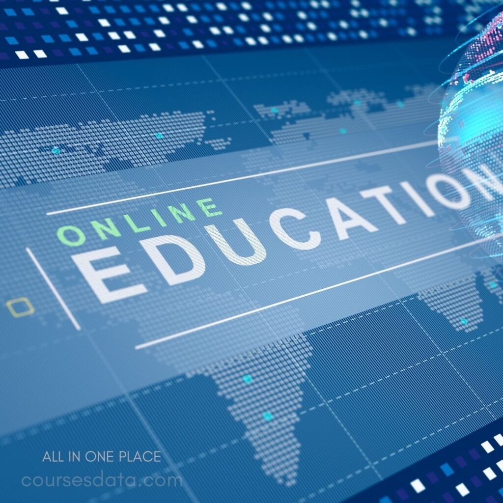 World map with online education.