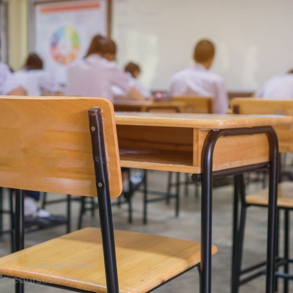 Students seated at classroom desks.