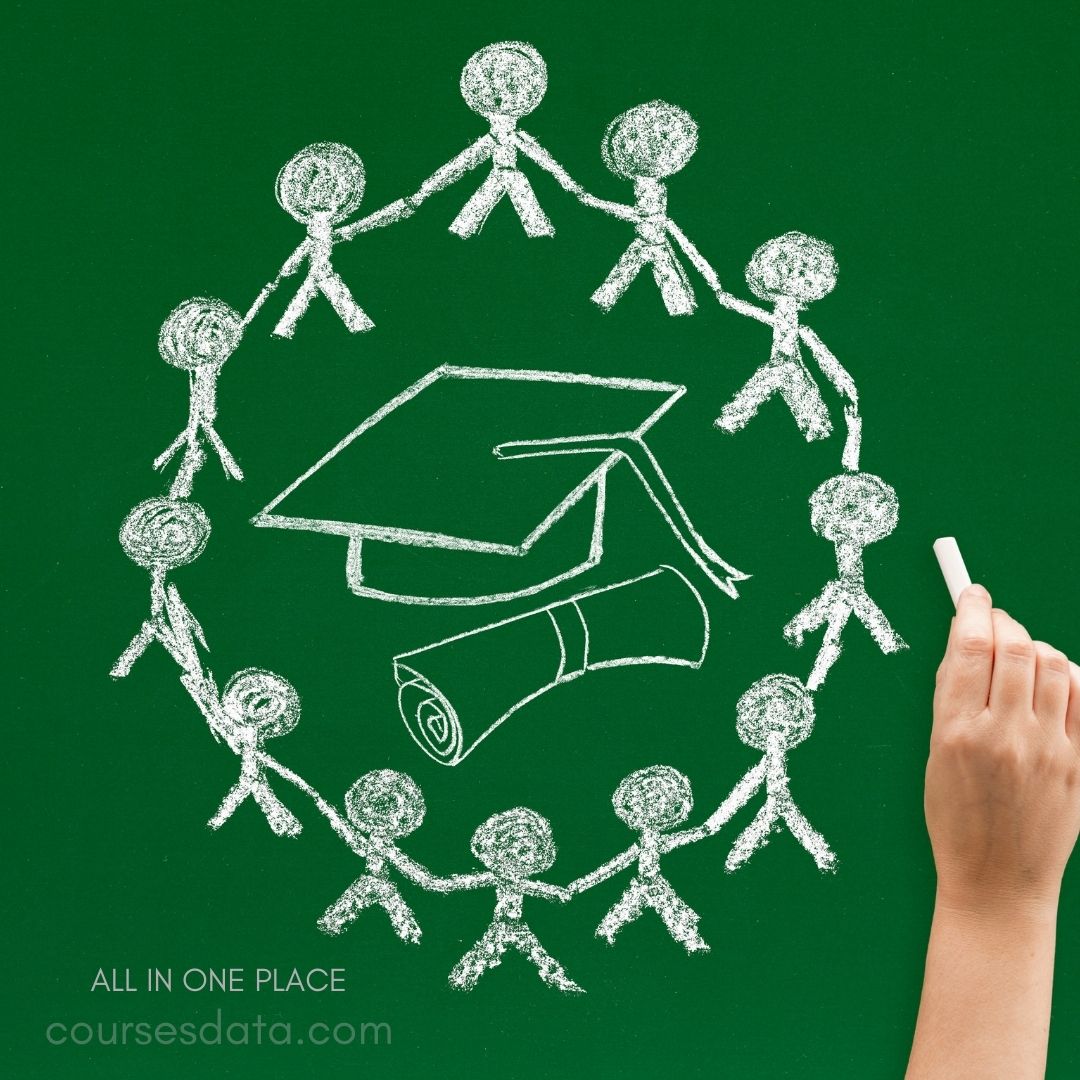 Graduation theme with stick figures.