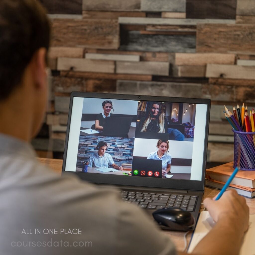 People in video conference meeting.