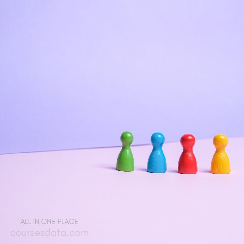 Colorful wooden game pieces lined up.