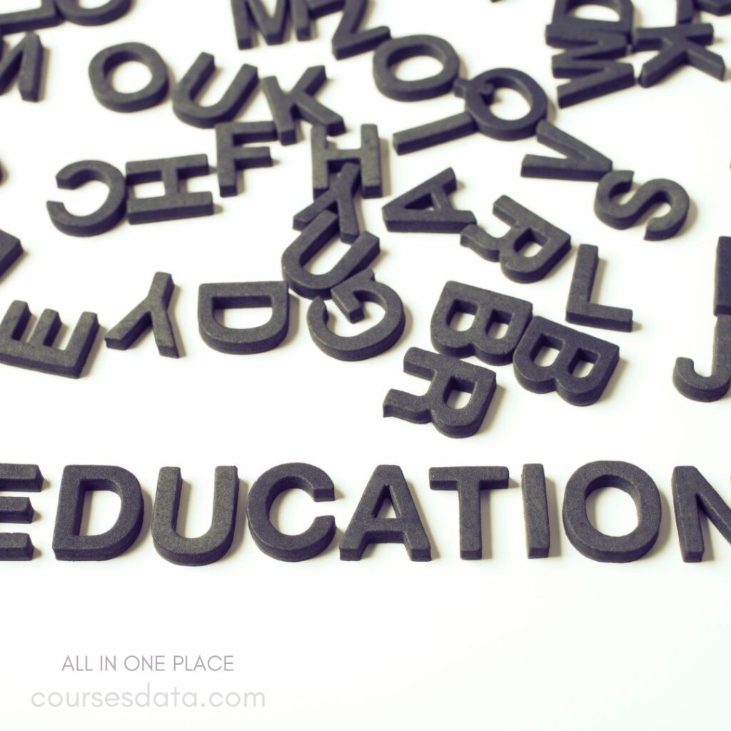 Scattered letters spelling "EDUCATION."