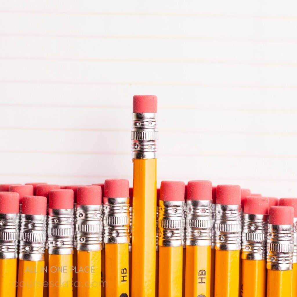 Yellow pencils with pink erasers.