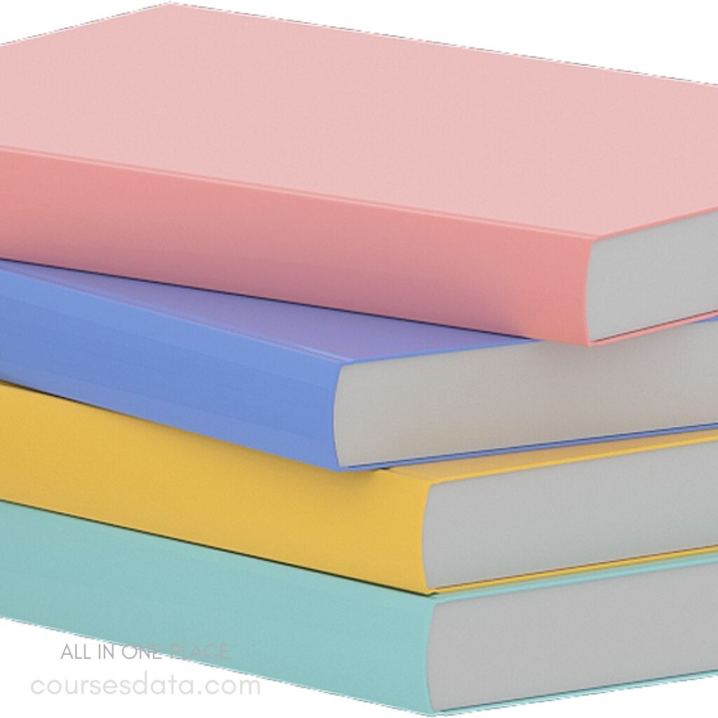 Stack of colorful hardcover books.