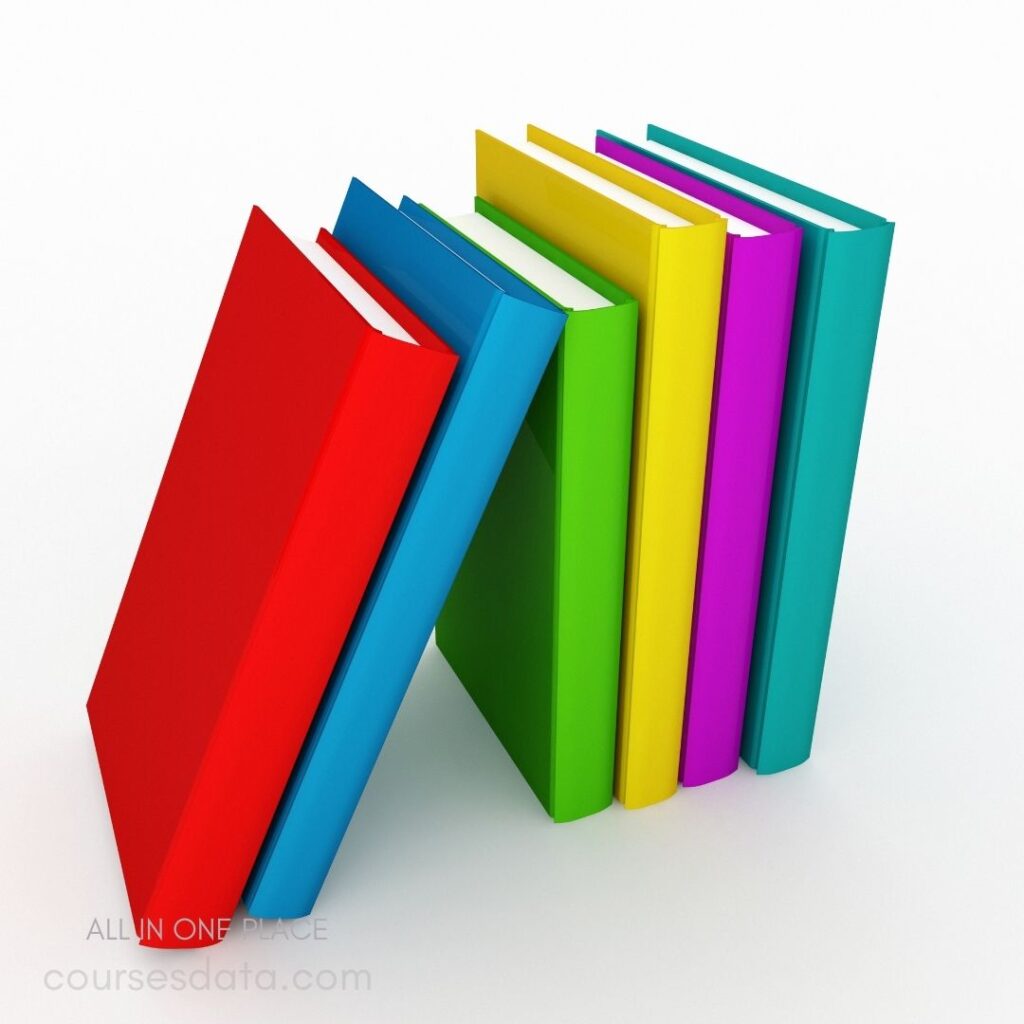 Colorful stack of books.