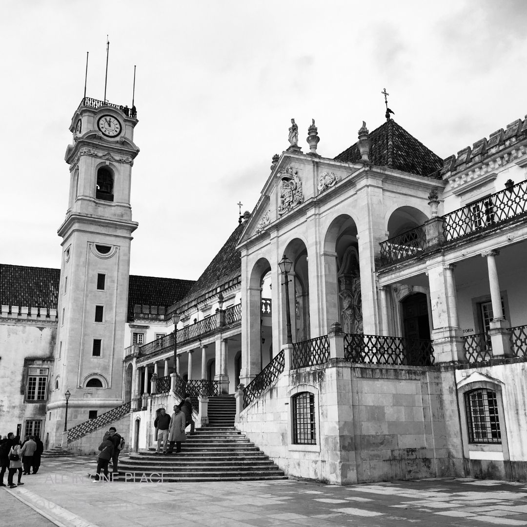 Historic building with clock tower.