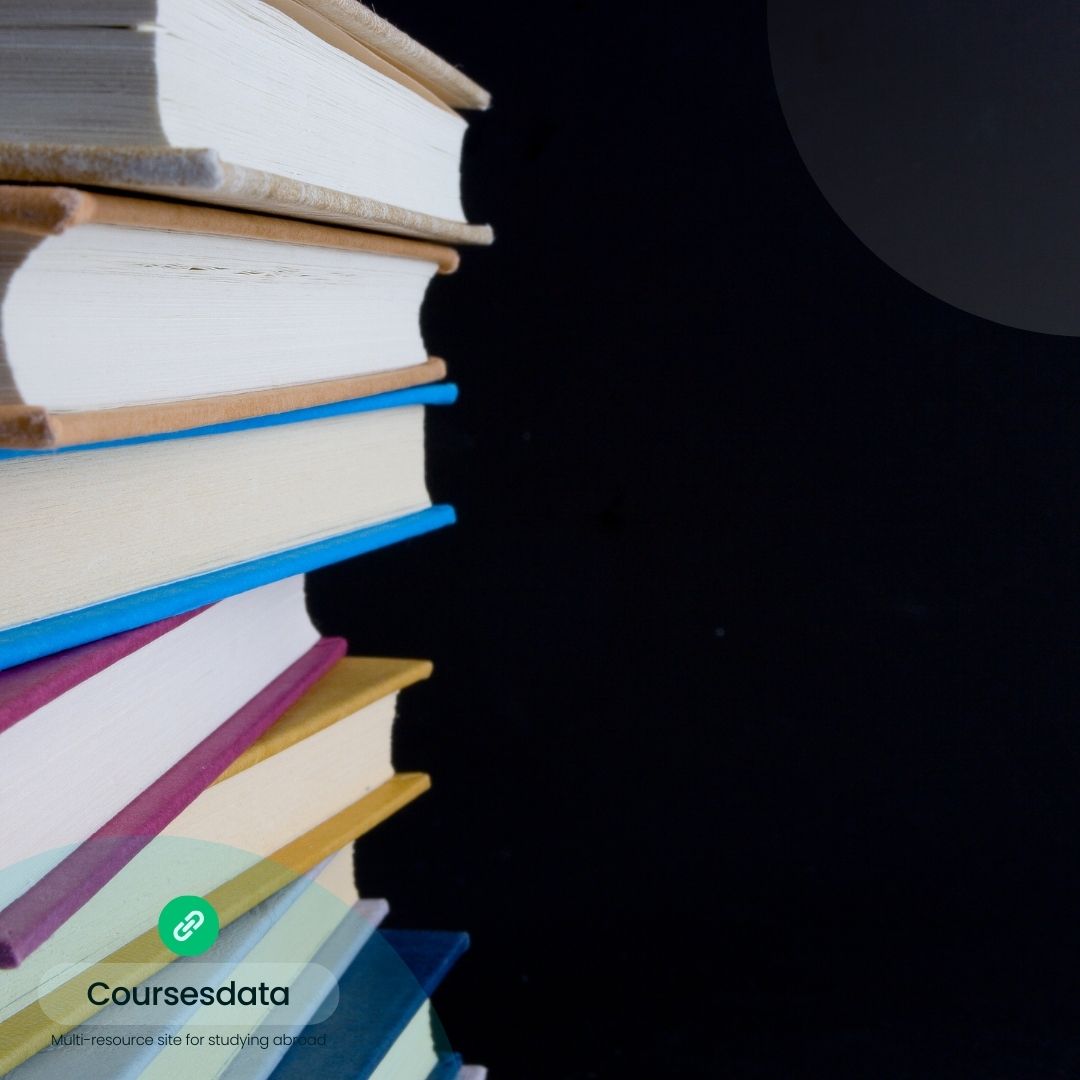 Stack of colorful books.