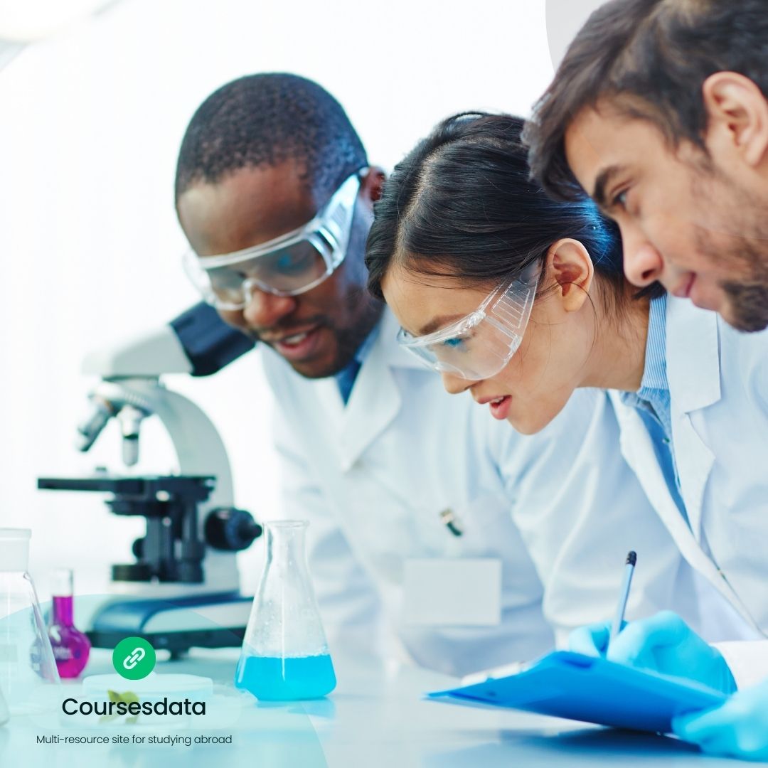 Students collaborating in laboratory environment.