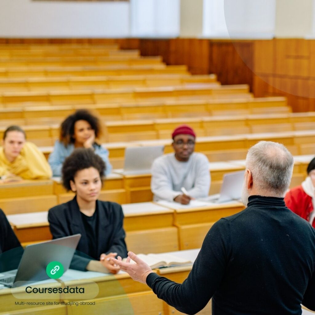 Instructor teaching in classroom setting.