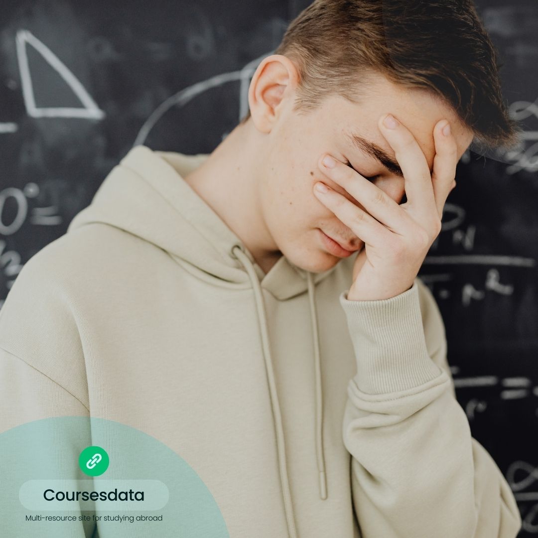 Student stressed over studies.