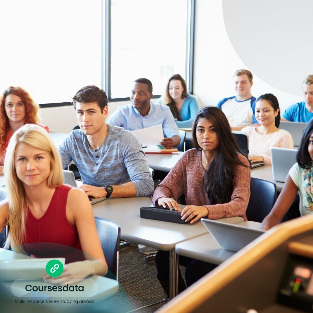 Diverse students engaged in classroom.