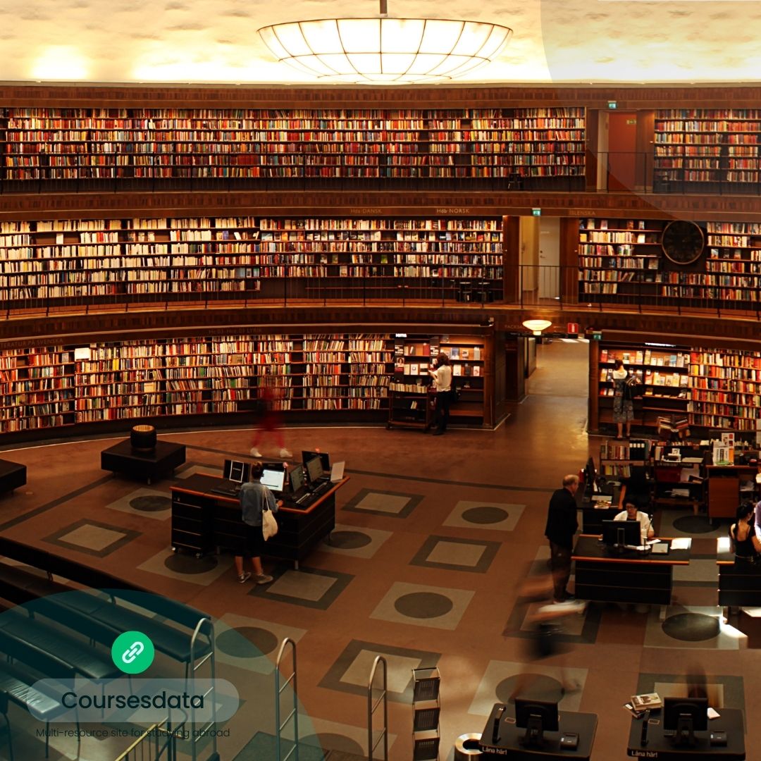 Grand library filled with books.