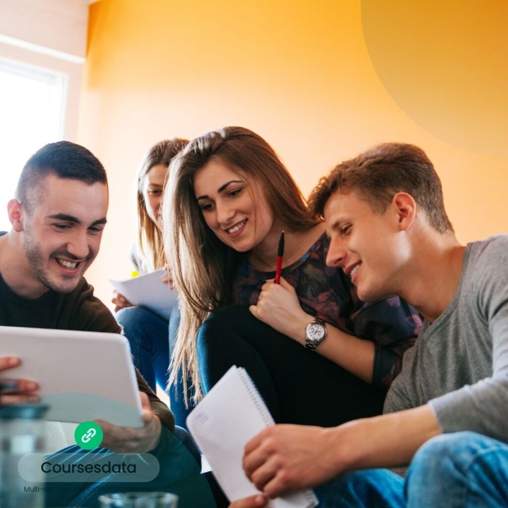 Group of friends studying together.