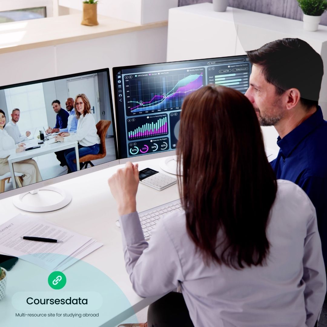 Business meeting with data analysis.