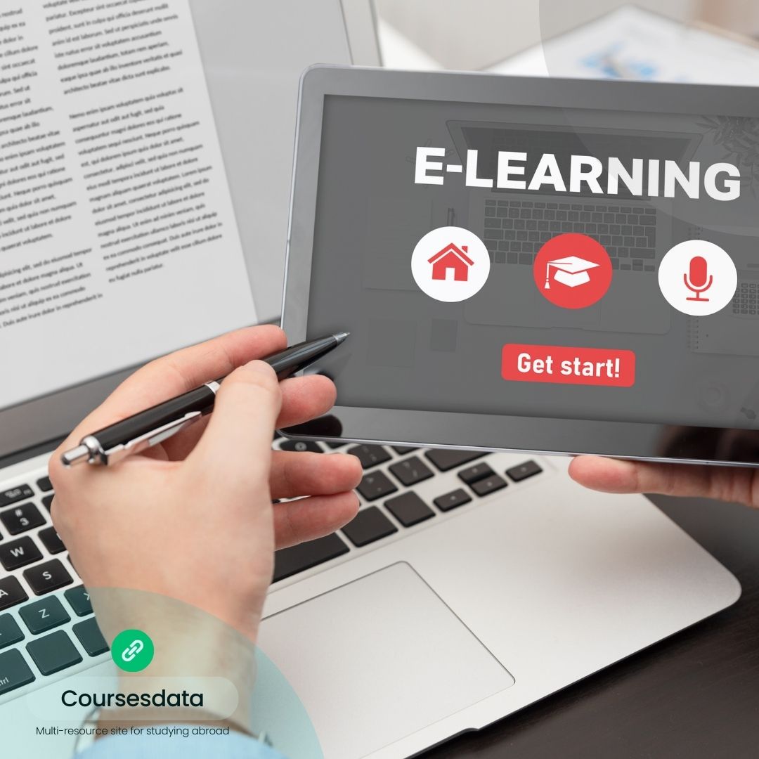 E-learning platform on tablet.