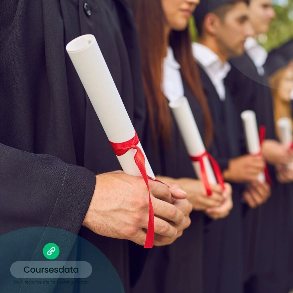 Graduates holding diploma scrolls.