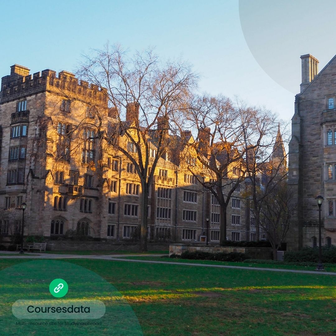 Historic campus building at sunset.