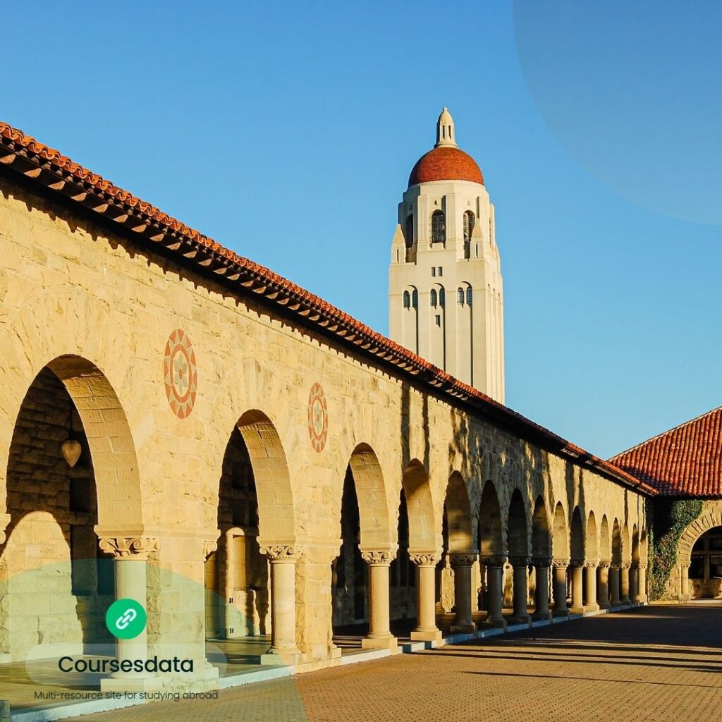 Stanford University architectural landscape view.