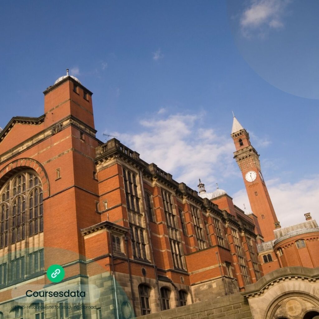 Historic red brick university building.