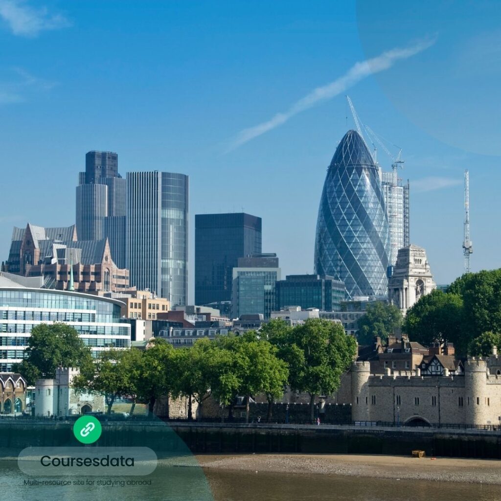 London skyline featuring modern architecture.