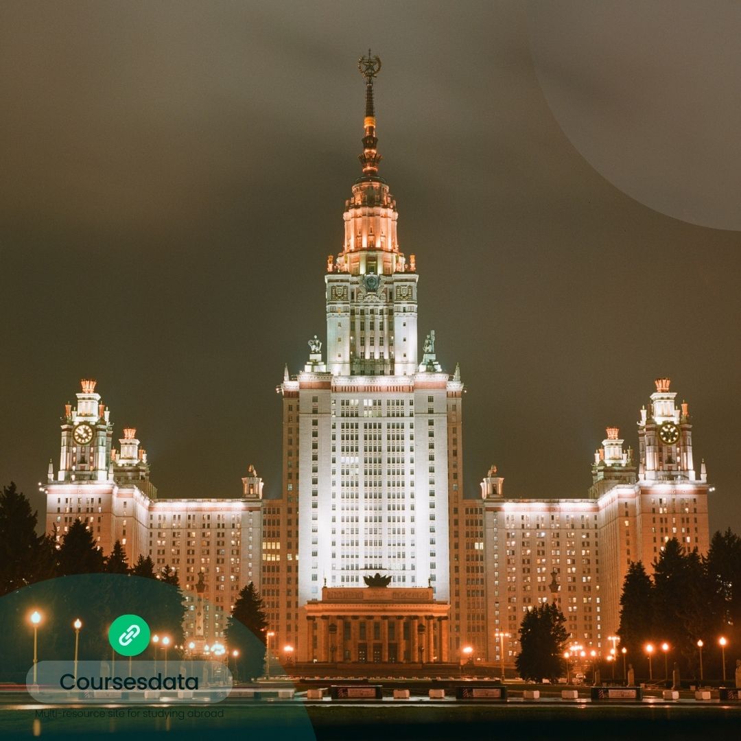 Illuminated skyscraper at night.