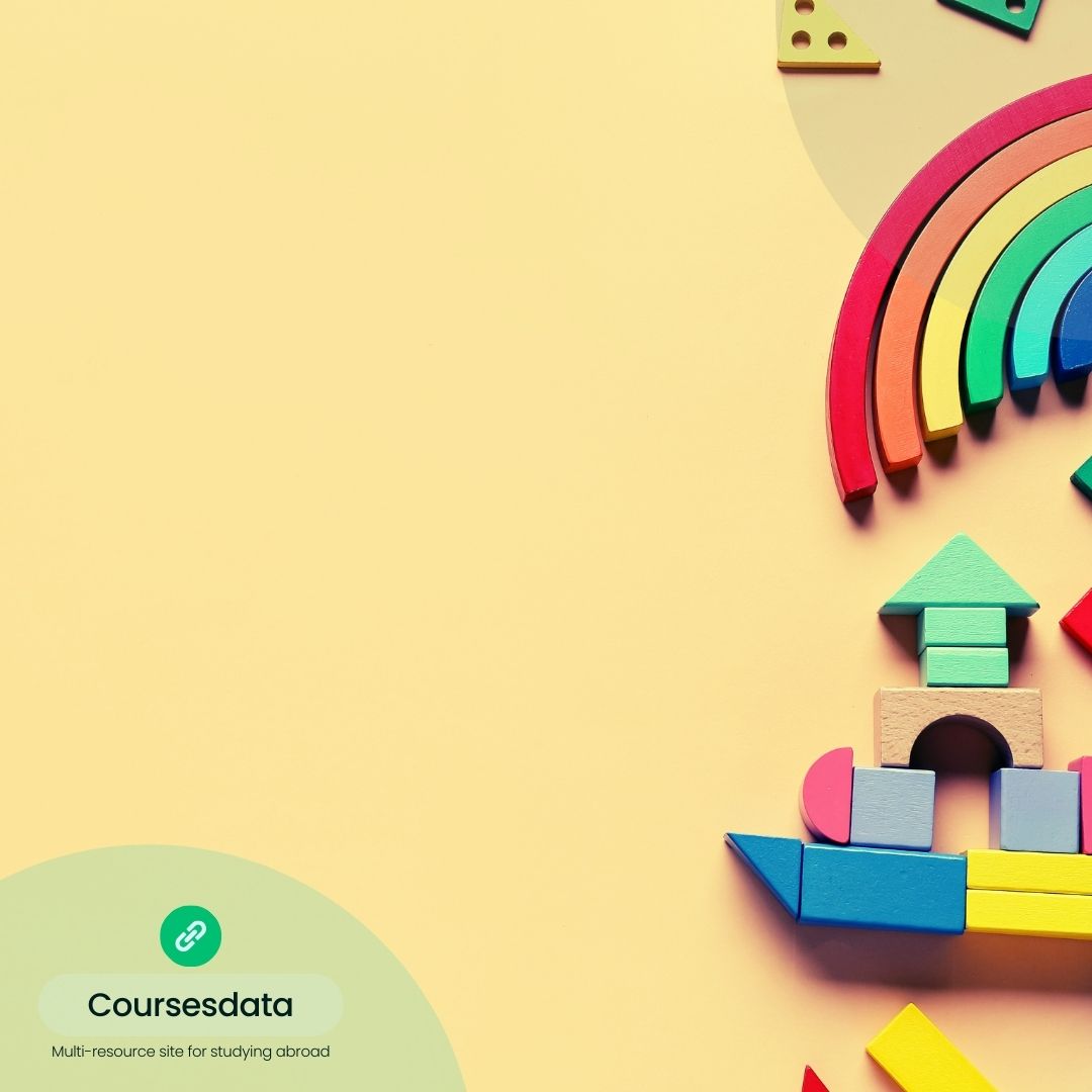 Colorful building blocks and rainbow.