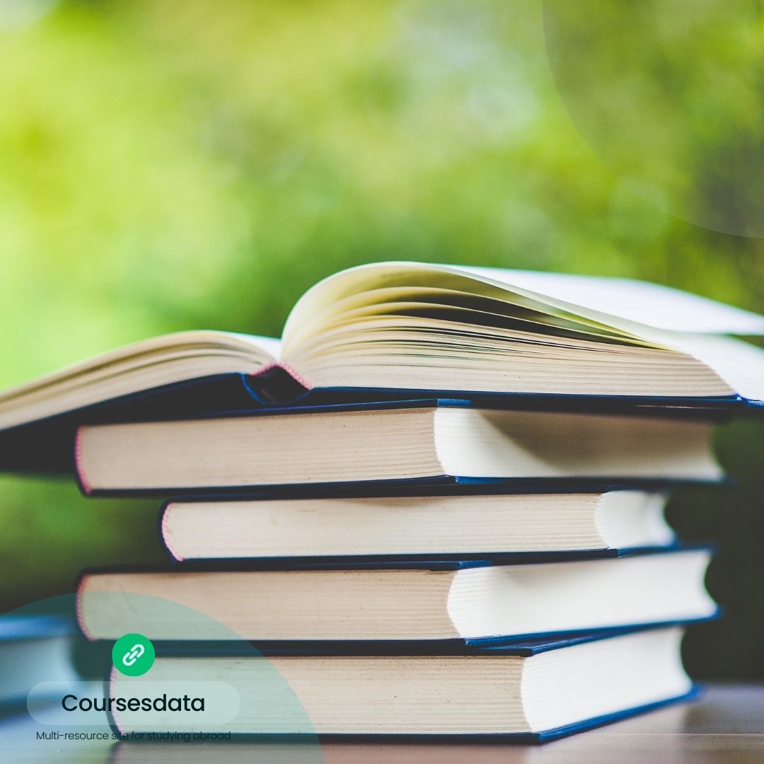 Stack of open books.
