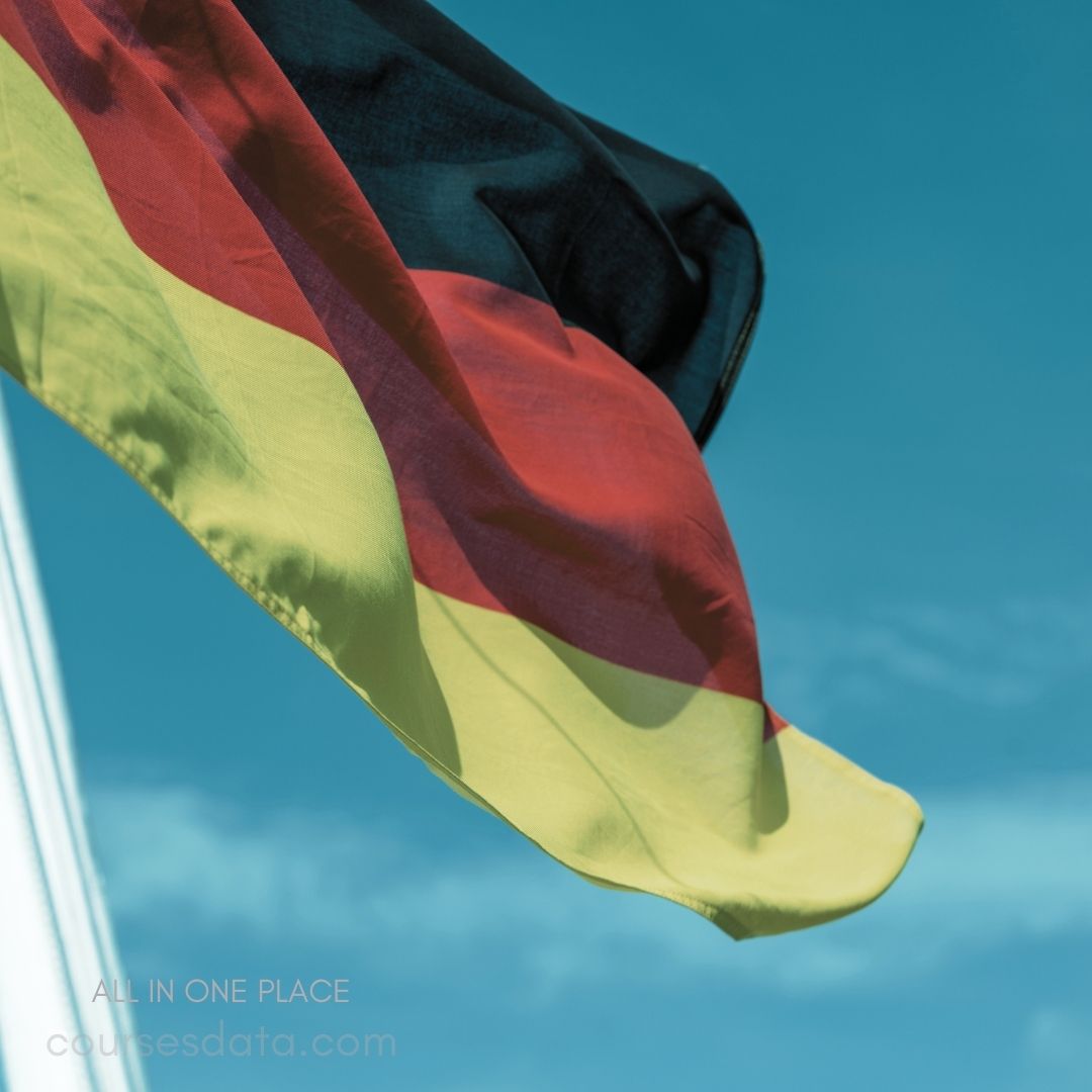 German flag fluttering outdoors.