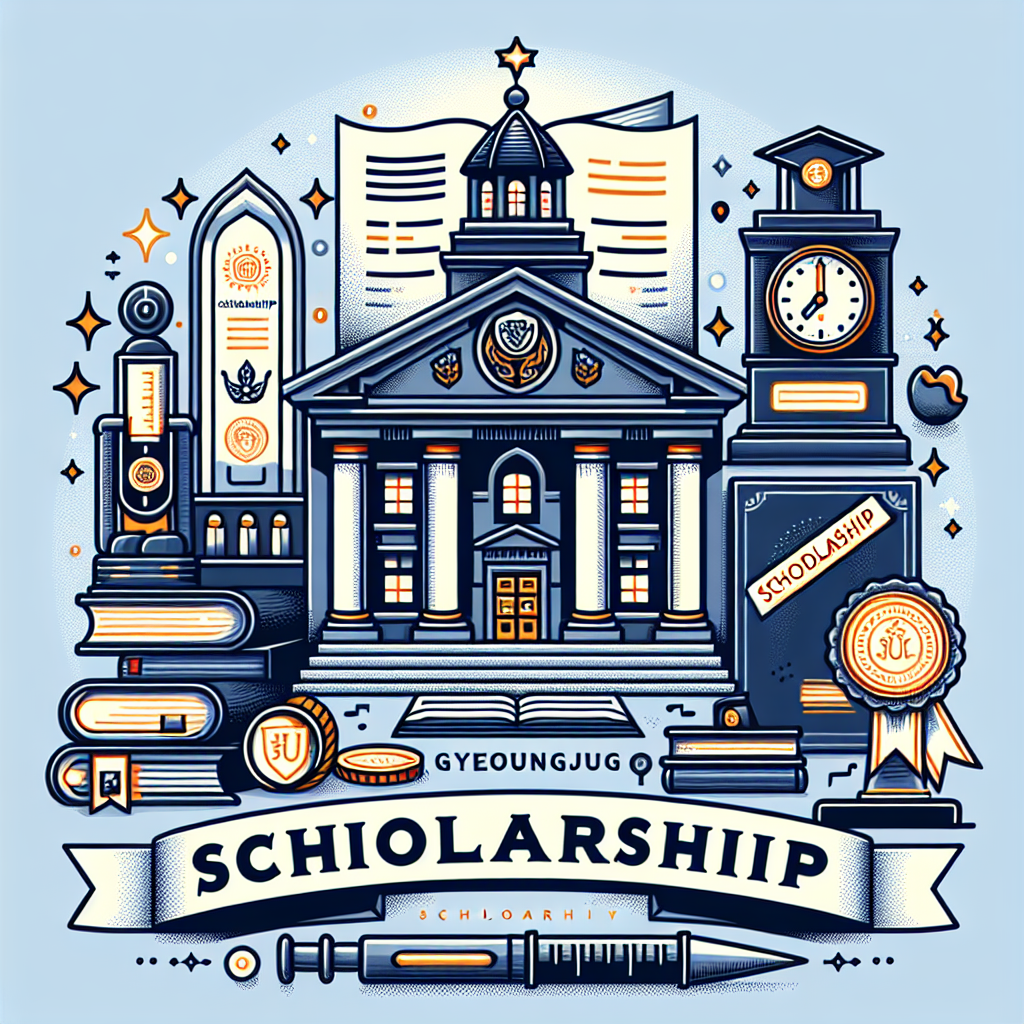 Academic building with clock. Books and scholarship symbols. Awards and documents displayed. Stylized graphics and design. Bright, educational theme.