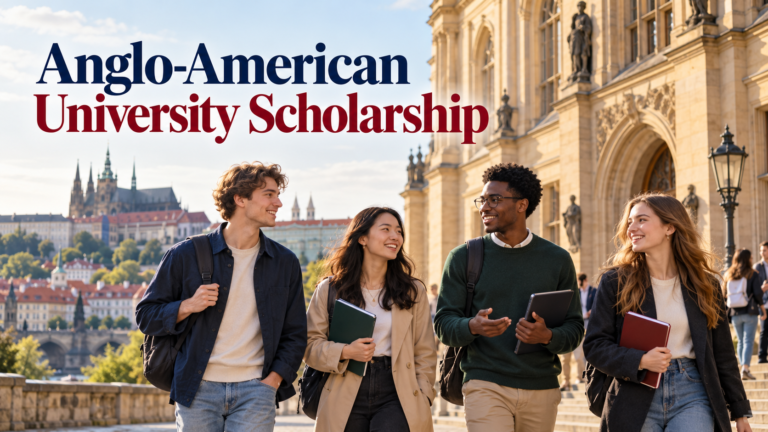 Students in Prague for the Anglo-American University Scholarship guide