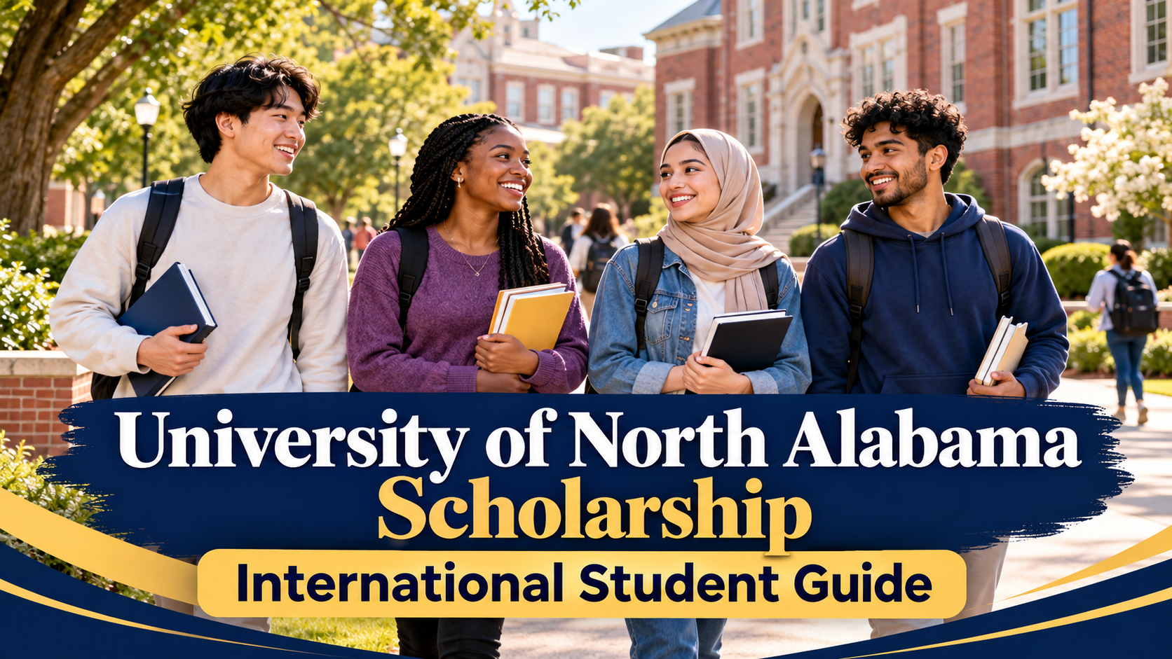 International students on campus for the University of North Alabama Scholarship