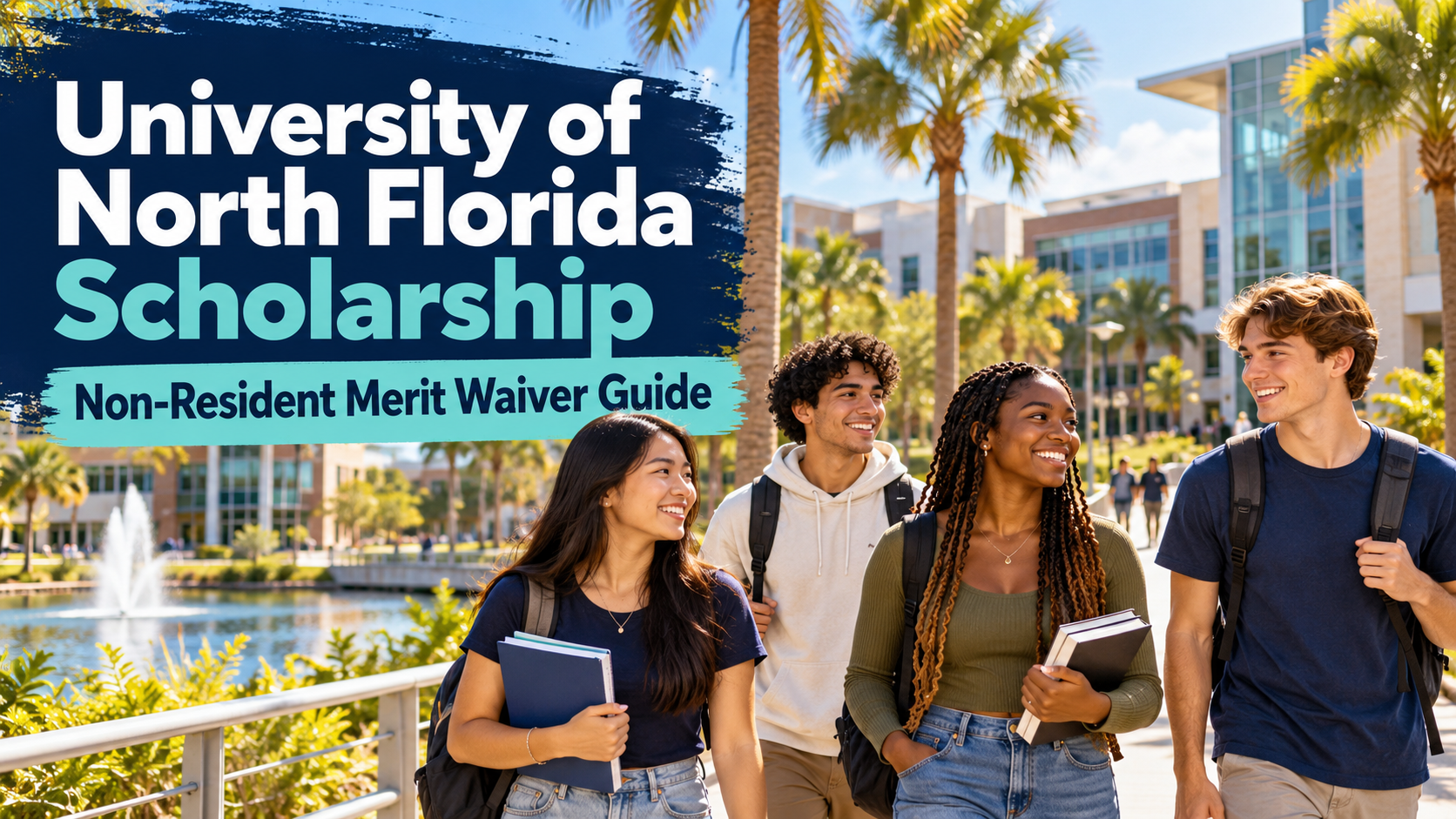 International students on campus for the University of North Florida Scholarship