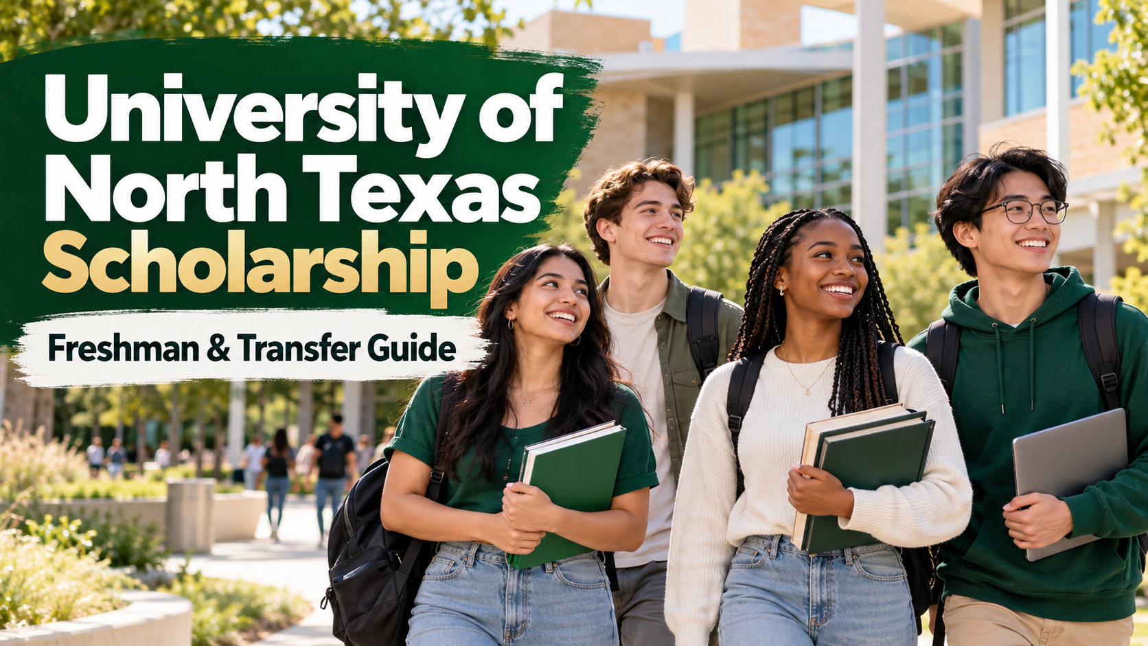 International students on campus for the University of North Texas Scholarship