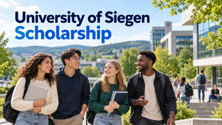 Students on a German campus for the University of Siegen Scholarship guide