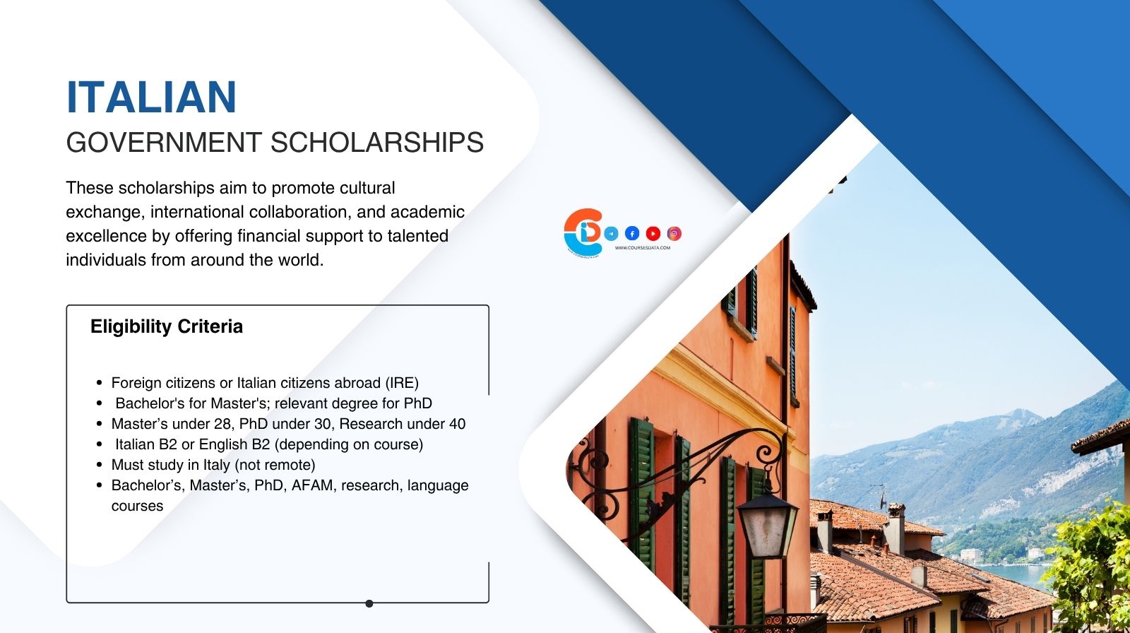 Italian Government Scholarships in Italy